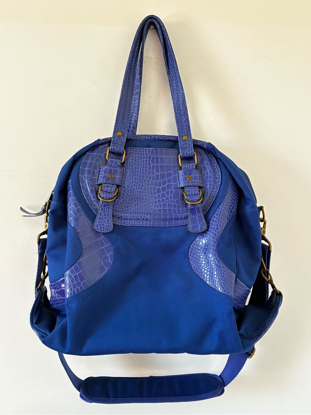 lululemon athletica | Y2K Large Blue Croc Embossed Bowler Shoulder Tote Gym Bag